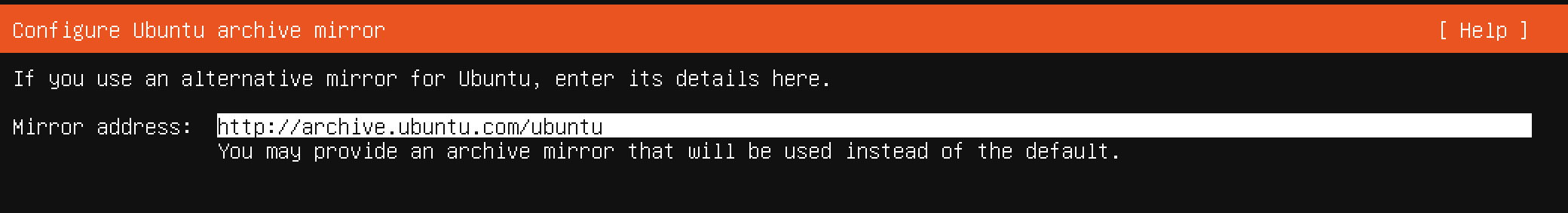 Linux installation archive mirror selection
